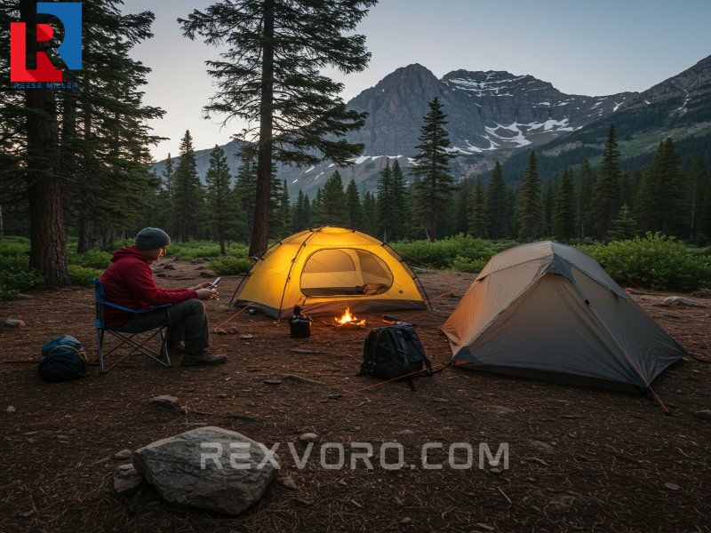 a-beautiful-pristine-campsite-at-dawn-with-a-tent-pitched-correctly-and-all-gear-secured-demonstrating-perfect-adherence-to-leave-no-trace-principles-on-a-popular-b