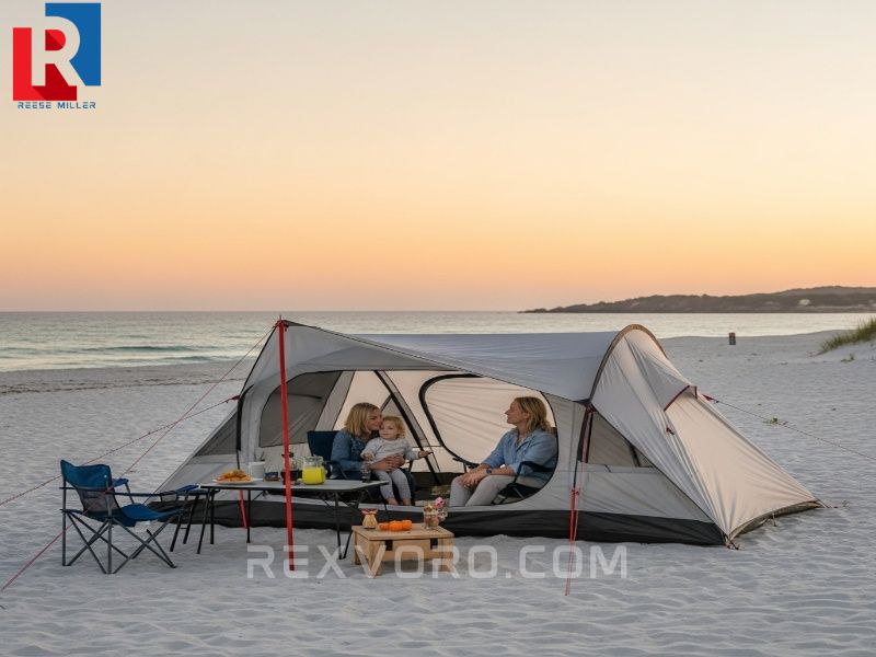a-family-enjoying-a-sunset-view-from-inside-a-durable-beach-tent-highlighting-the-serene-experience-of-beach-camping