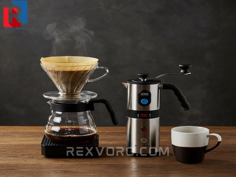 a-minimalist-pour-over-coffee-setup-with-a-v60-gooseneck-kettle-and-electric-burr-grinder