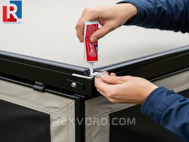 aplicando-sellador-a-las-costuras-del-techo-de-un-remolque-coleman-para-acampar