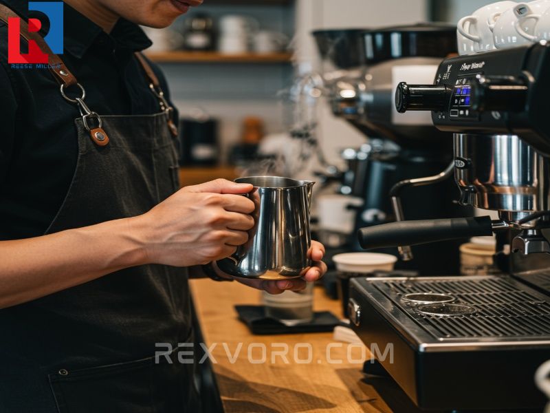 barista-steaming-milk-at-a-busy-coffee-shop-counter-using-a-stainless-steel-pitcher