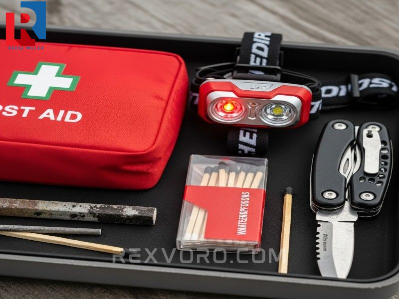 caja-de-primeros-auxilios-linterna-frontal-multiherramienta-y-fosforos-impermeables-con-ferro-rod