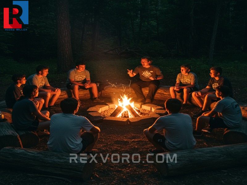 campers-gathered-around-a-warm-campfire-at-dusk-listening-to-a-counselor-tell-a-ghost-story