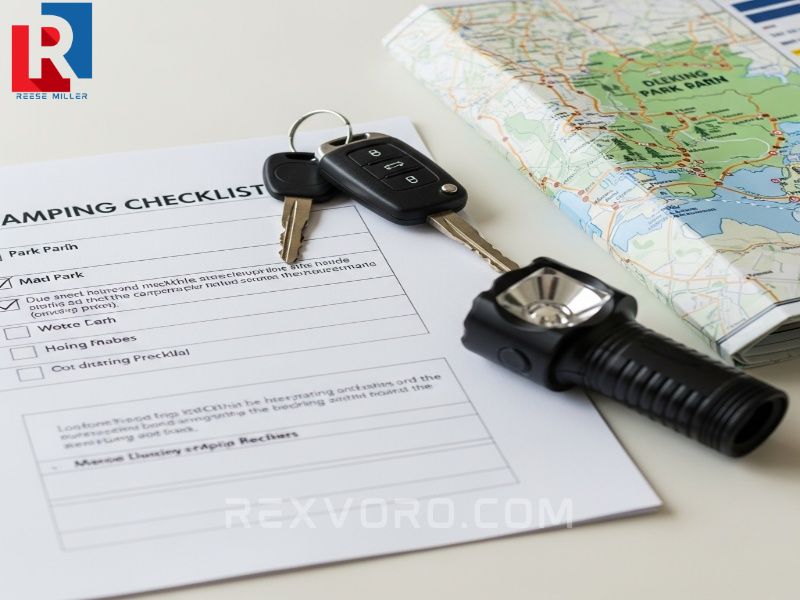 camping-checklist-map-keys-and-headlamp-laid-out-for-trip-planning