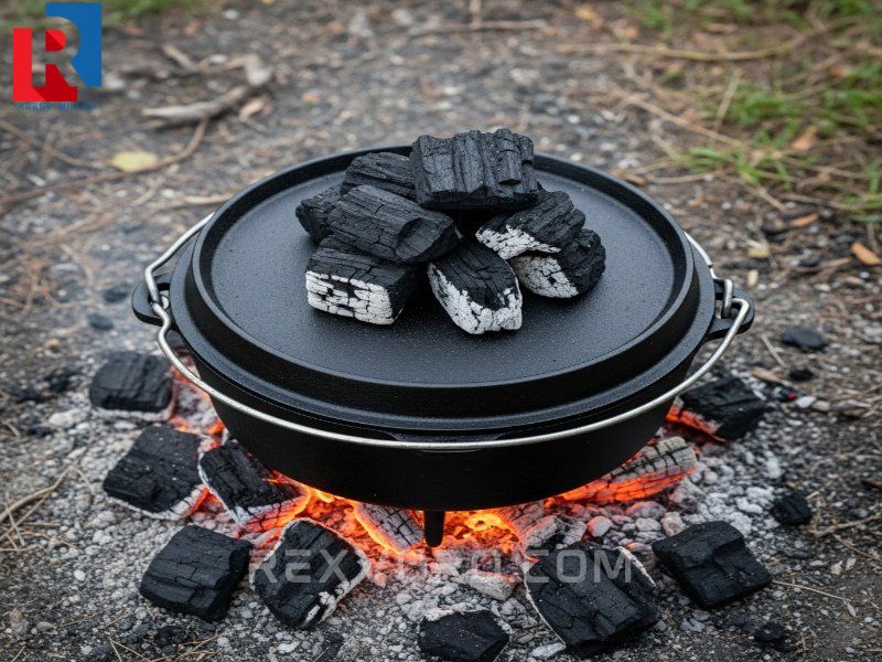 cast-iron-dutch-oven-setup-the-essential-element-of-a-comprehensive-campfire-cooking-kit-for-baking-and-roasting