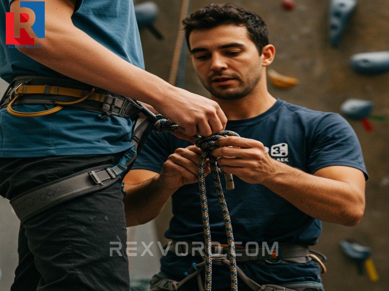 certified-instructor-checking-safety-gear-at-a-professional-rock-climbing-camp