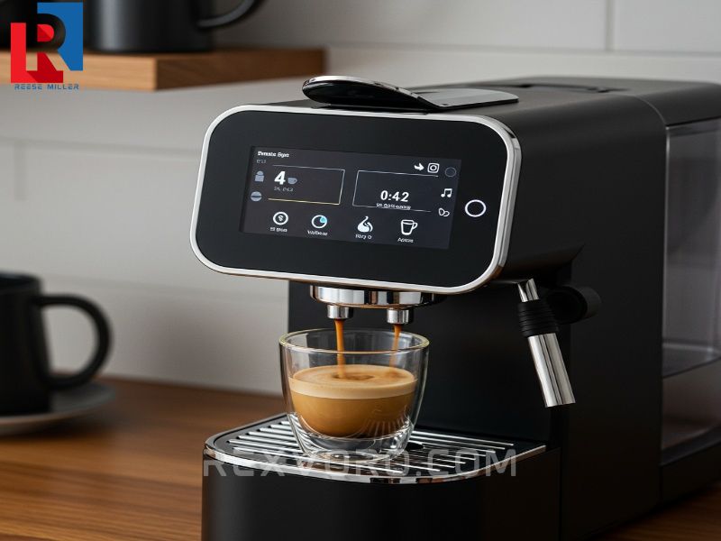 close-up-of-an-espresso-pod-machines-digital-screen-showing-shot-volume-and-milk-temperature-options