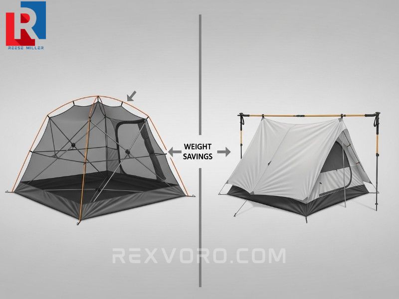 comparison-of-freestanding-vs-trekking-pole-tent-2-person-designs-showing-weight-savings