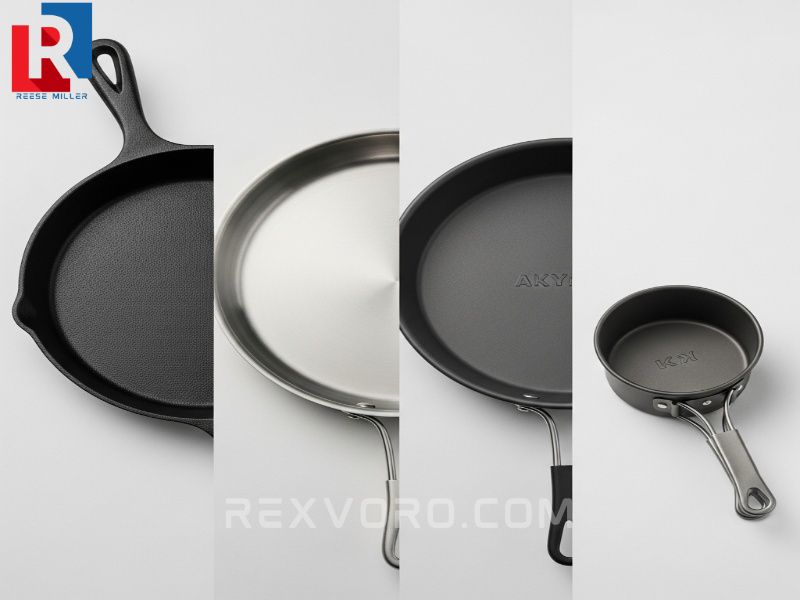 comparison-of-materials-for-camping-pans-showcasing-cast-iron-stainless-steel-aluminum-and-titanium-portable-cookware