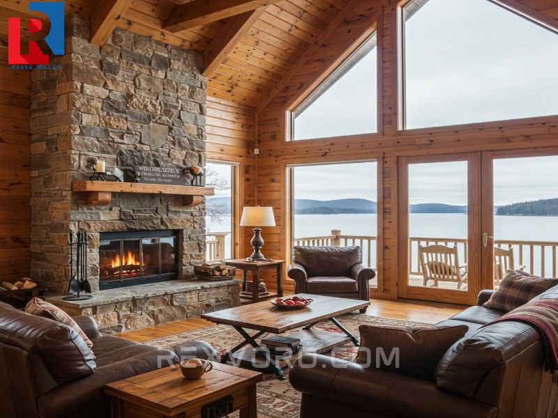 cozy-lake-house-living-room-with-stone-fireplace-leather-seating-and-large-windows