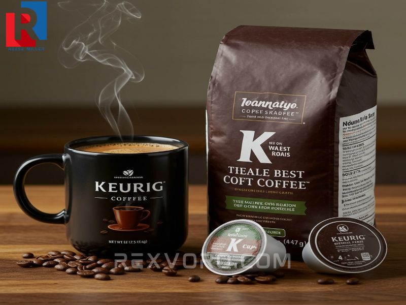 dark-roast-coffee-in-a-steaming-mug-whole-beans-and-a-keurig-pod
