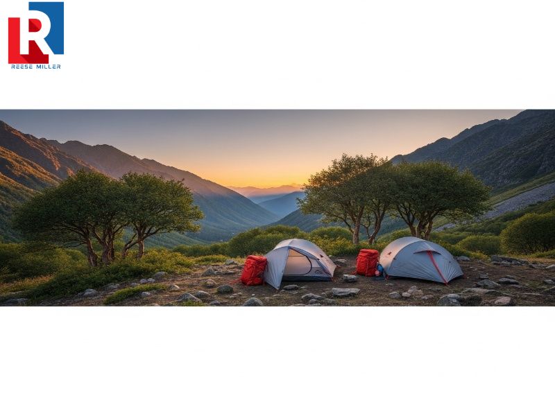 dawn-panoramic-view-of-a-mountain-valley-campsite-with-two-tents-among-the-trees