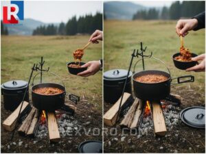delicious-meal-being-served-from-a-complete-campfire-cooking-kit-showcasing-the-rewards-of-using-the-best-camping-cookware-for-open-fire
