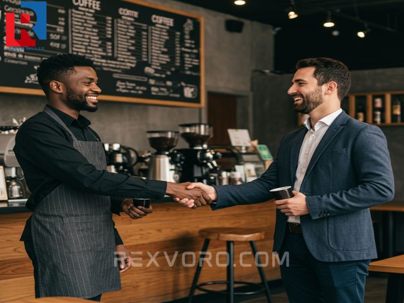 dueno-de-cafeteria-y-representante-de-suministros-dandose-la-mano-en-el-cafe