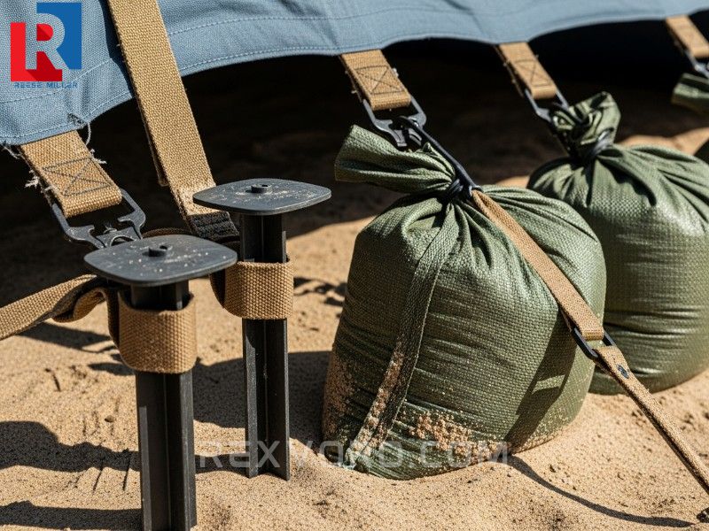 essential-heavy-duty-stakes-and-sand-anchors-securing-a-durable-beach-tent-against-strong-winds-on-the-sand