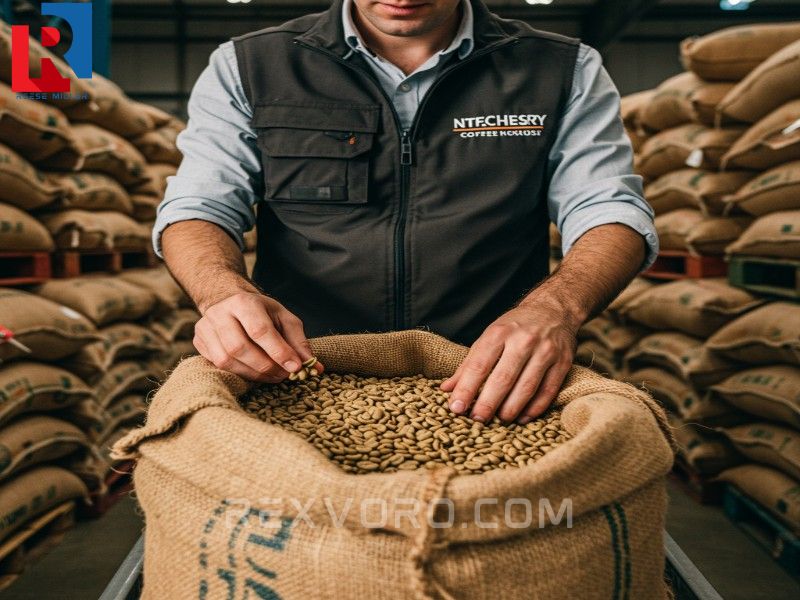 experto-inspecciona-granos-de-cafe-verde-en-un-saco-de-arpillera-para-evaluar-su-calidad-y-humedad