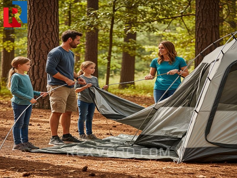 familia-montando-una-gran-tienda-de-campana-en-un-camping-boscoso-enfatizando-el-trabajo-en-equipo