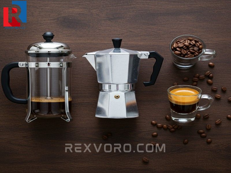 flat-lay-showing-french-press-moka-pot-and-espresso-shot-coffee-brewing-methods