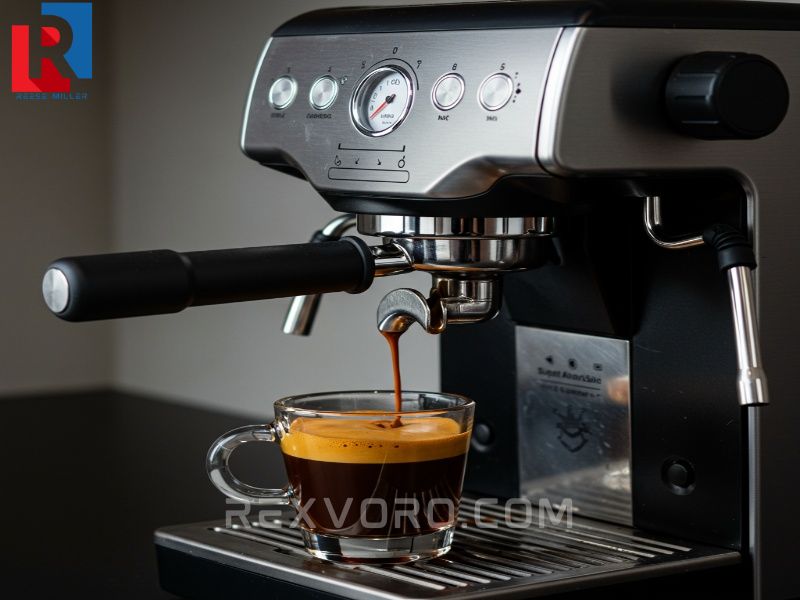 freshly-pulled-espresso-shot-with-thick-crema-next-to-a-superautomatic-machine