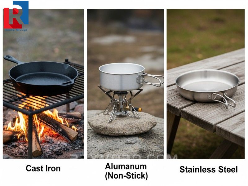 hierro-fundido-aluminio-antiadherente-y-acero-inoxidable-tres-sartenes-de-camping