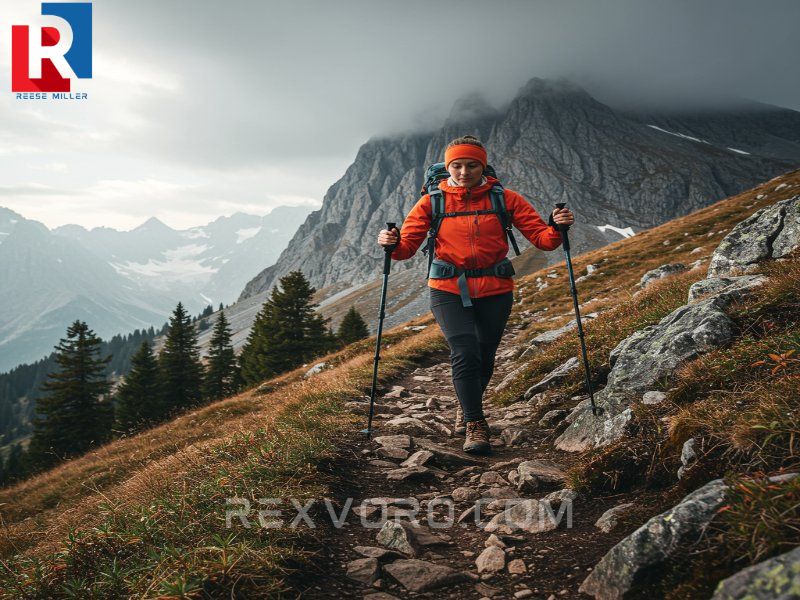 hiker-uses-trekking-poles-to-climb-a-steep-rocky-mountain-path