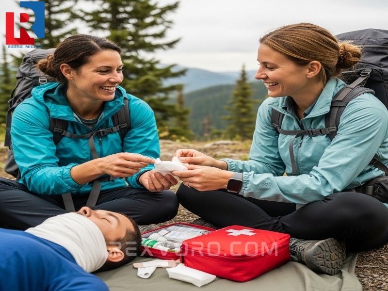hikers-applying-knowledge-using-their-best-backpacking-first-aid-kit-supplies-in-a-wilderness-scenario