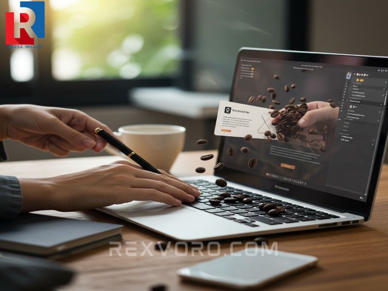 illustrated-hand-signing-up-for-a-coffee-bean-newsletter-on-a-laptop-to-receive-promo-codes-and-deals