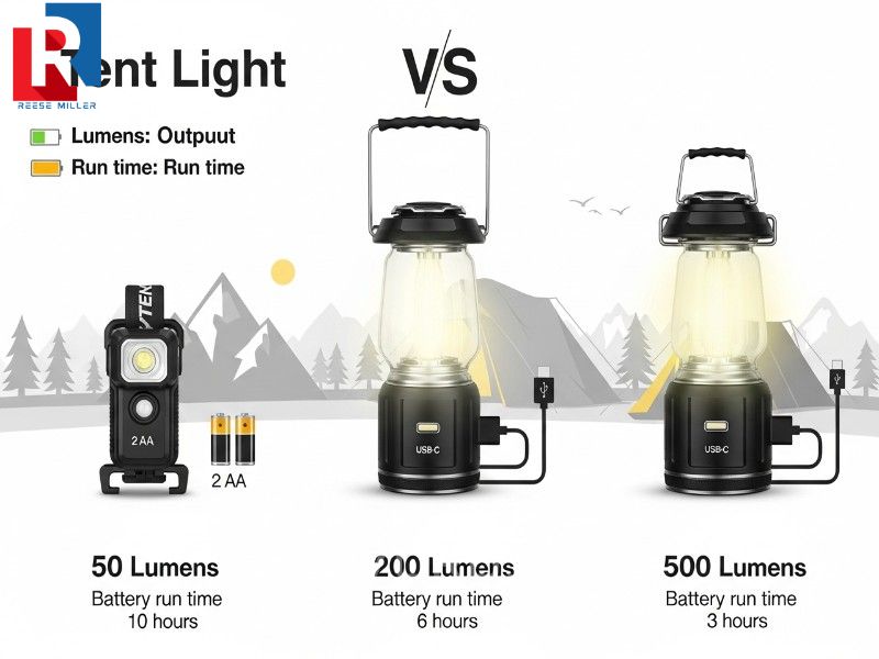 infographic-explaining-lumens-and-run-time-for-various-camping-tent-lights-and-rechargeable-tent-light-options