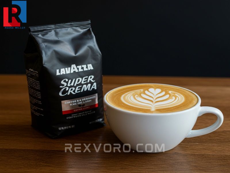 lavazza-super-crema-coffee-bag-next-to-a-cappuccino-featuring-detailed-latte-art