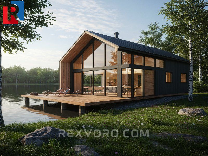 modern-architectural-rendering-of-a-small-lake-cabin-with-large-windows-and-a-wooden-deck