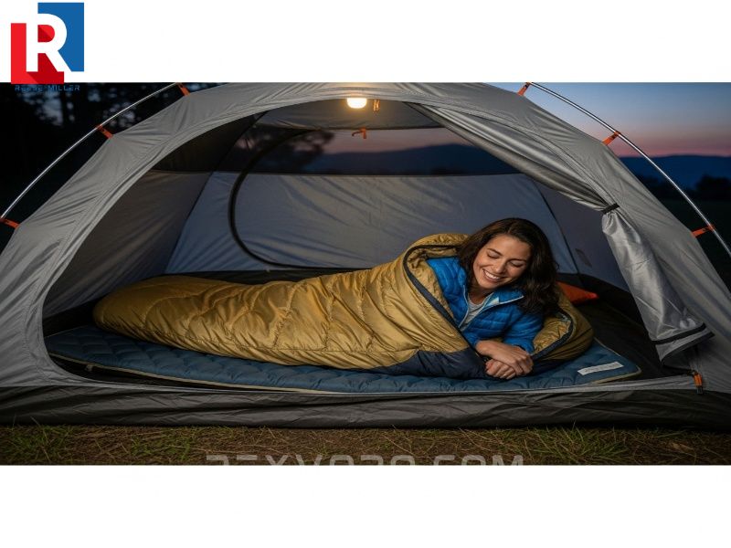 osoba-usmiecha-sie-relaksujac-w-duzym-wygodnym-spiworze-na-macie-w-oswietlonym-namiocie-o-zmierzchu