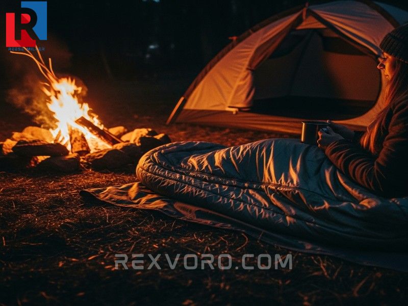 osoba-w-spiworze-przy-ognisku-obok-namiotu-w-nocy-trzymajaca-kubek