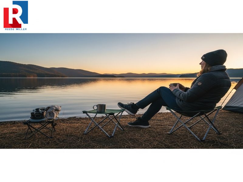 person-relaxing-comfortably-on-a-stable-four-legged-collapsible-camp-stool-at-a-beautiful-lakeside-campsite-at-sunset