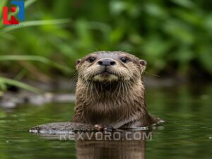 playful-north-american-river-otter-peeking-curiously-out-of-a-clear-river