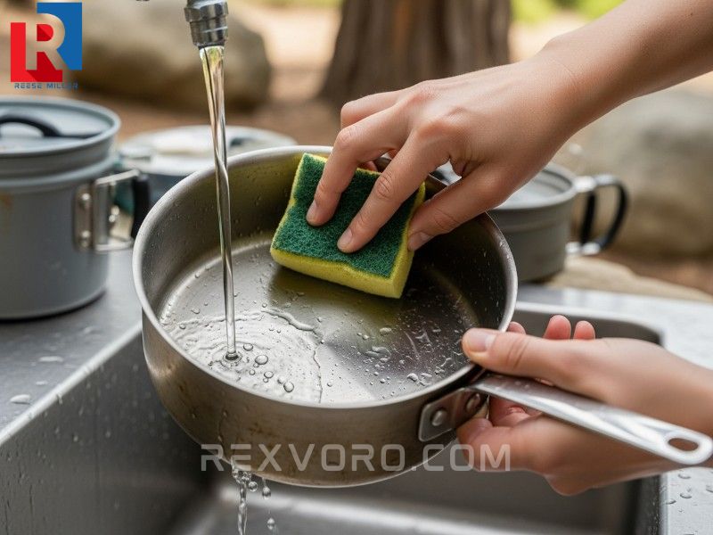 proper-maintenance-and-cleaning-of-a-stainless-steel-camping-pan-ensuring-the-longevity-of-portable-cookware