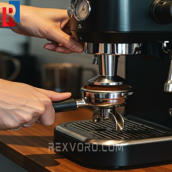 proper-tamping-technique-demonstrated-on-the-best-affordable-espresso-machine-for-home-ensuring-optimal-extraction