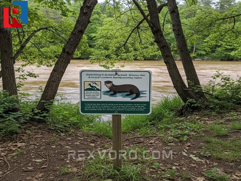 regulatory-sign-warning-visitors-to-keep-50-yards-away-from-otters-and-aquatic-mammals-near-a-river