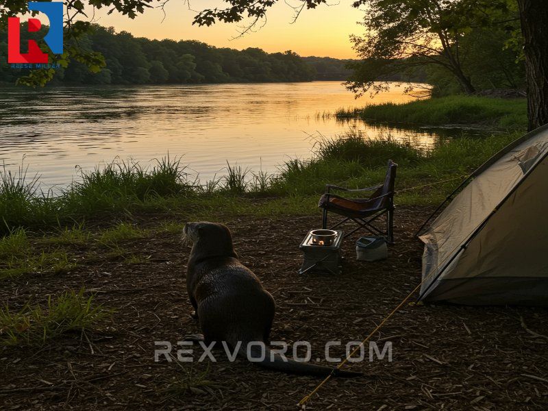 riverside-tent-at-sunset-with-water-ripples-suggesting-nearby-otters
