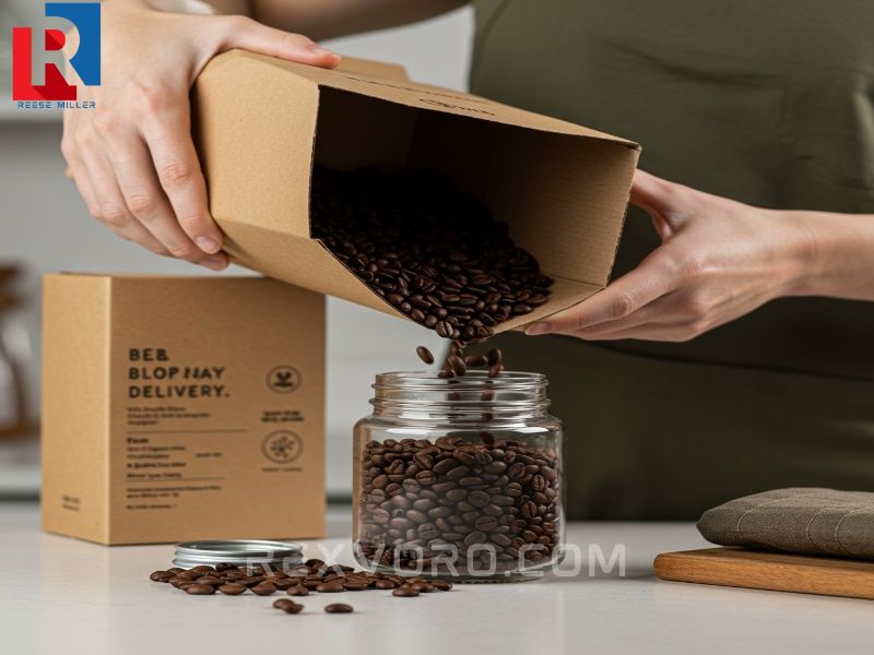 rostade-ziarnka-kawy-przesypywane-z-pudeka-do-szklanego-soika-na-kuchennym-blacie
