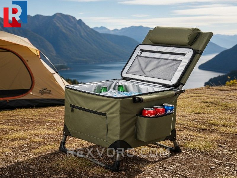 silla-nevera-de-camping-abierta-en-un-campamento-escenico-mostrando-bebidas-frias-en-el-compartimento-con-cremallera