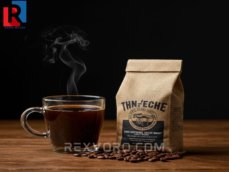 steaming-dark-coffee-in-a-cup-next-to-a-bag-of-dark-roast-coffee-beans