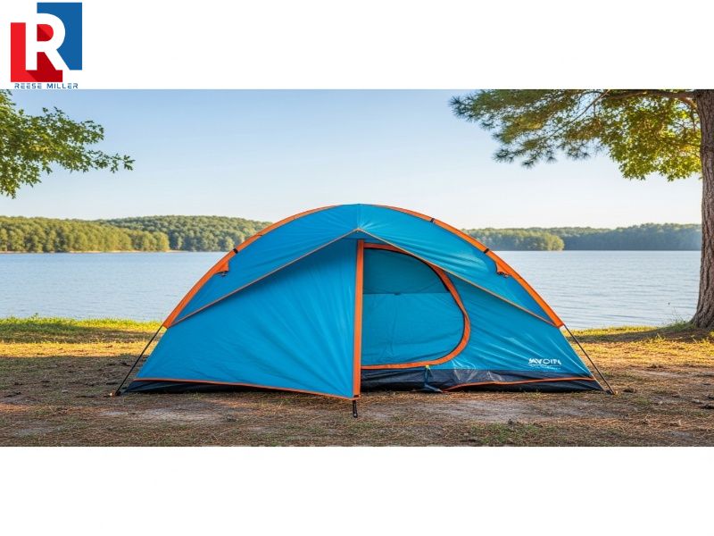 tienda-de-campana-domo-moderna-y-colorida-junto-a-un-lago-bajo-un-cielo-despejado