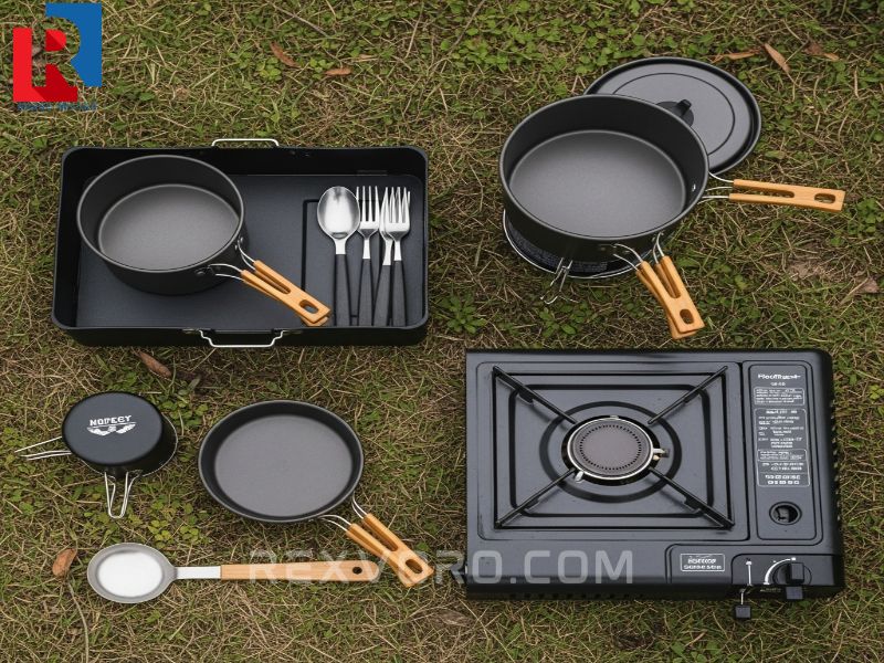 vista-aerea-de-un-set-de-cocina-de-camping-organizado-junto-a-una-estufa-de-gas-portatil