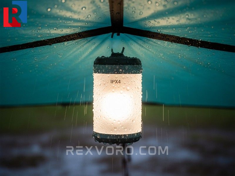 weather-resistant-camping-tent-light-with-an-ipx4-rating-demonstrating-durability-against-rain-for-reliable-outdoor-camping-lights